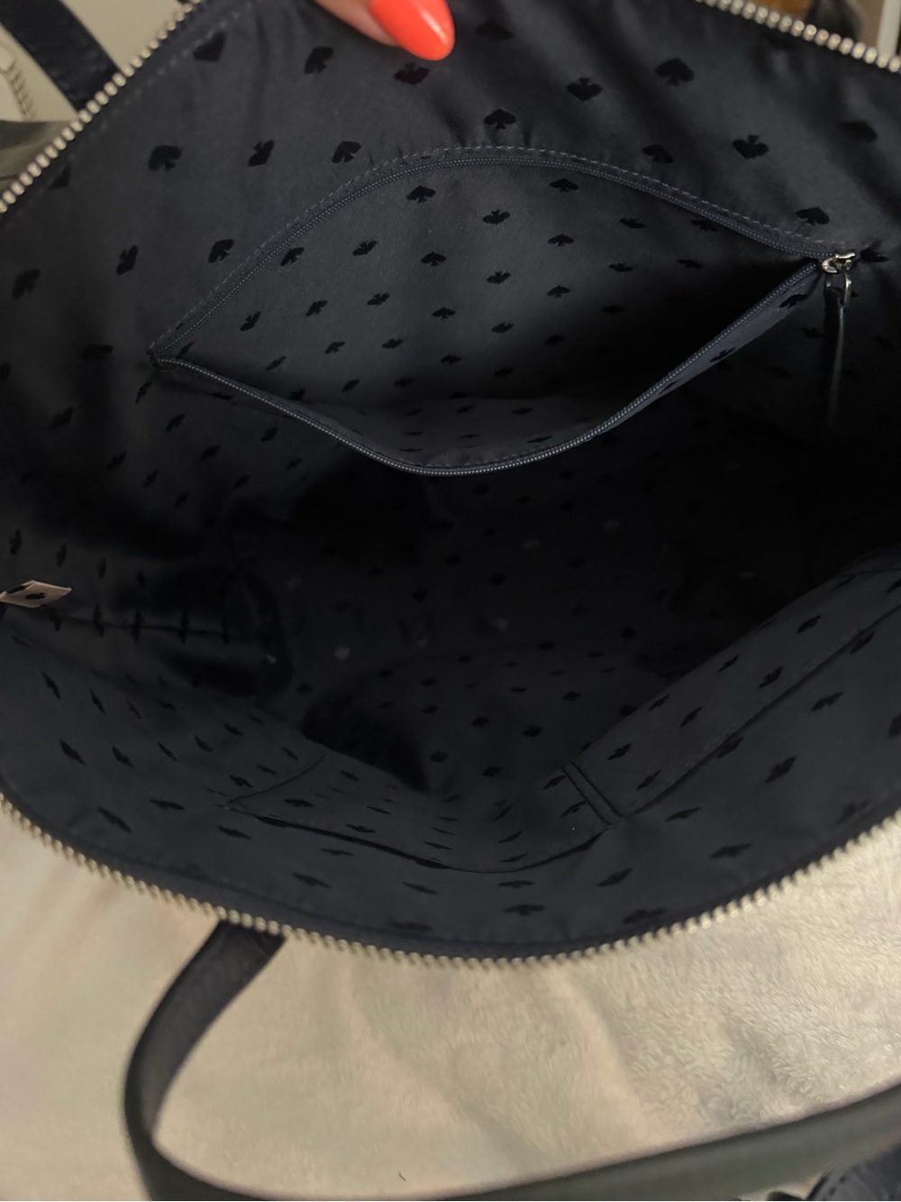 kate spade navy leather shoulder tote - Picture 6 of 9